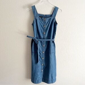 TALBOTS Jean Denim Chambray Button Down Sleeveless Dress 6 petite